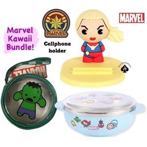 Miniso Marvel Kawaii bundle Hulk mini purse, avengers stainless steel bowl, Capt